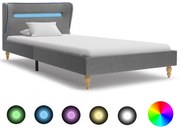 vidaXL Bedframe met LED stof lichtgrijs 90x200 cm