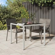 vidaXL Tuintafel 90x90x75 cm gehard glas en poly rattan wit