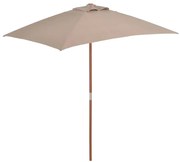 vidaXL Parasol met houten paal 150x200 cm taupe