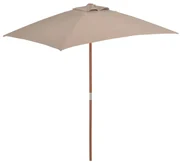vidaXL Parasol met houten paal 150x200 cm taupe
