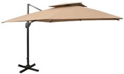 vidaXL Zweefparasol met dubbel dak 300x300 cm taupe