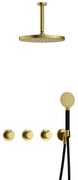 Hotbath Cobber X IBSX70 inbouwdouche met ronde handdouche, 15cm plafondbuis en 30cm hoofddouche geborsteld messing PVD