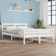 vidaXL Bedframe massief hout wit 120x190 cm 4FT Small Double