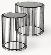 Metalen bijzettafels Wire met glazen blad, 2-delig