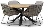 Tuinset Ronde Tuintafel 4 personen  Wicker/Teak Taupe  4 Seasons Outdoor Lugano/Prado