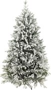 Snowy Hamilton Hinged kunstkerstboom - 183 cm - Wit geflockt donkergroen - Diameter 117 cm - 2585 tips - Besneeuwd/Frosted - Metalen voet