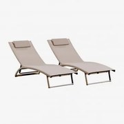 Set Van 2 Verstelbare Aluminium Ligstoelen Met Dulem-kussen Moka Bruin - Sklum
