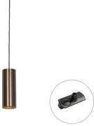 Design hanglamp donkerbrons incl. rail adapter 1-fase - Iconic Tubo