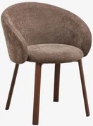 Nairea Gestoffeerde Eetkamerstoel Donker Hout & Chenille Koffiebruin - Sklum