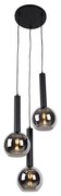 Moderne hanglamp zwart met smoke glas 3-lichts - Clayton Modern E27 bol / globe / rond Binnenverlichting Lamp