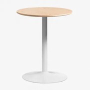 Ronde Eettafel Van Mdf En Ijzer Yvetta Eikenhout & Ø60 Cm & Wit - Sklum