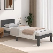 vidaXL Bedframe massief hout grijs 75x190 cm 2FT6 Small Single