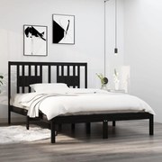 vidaXL Bedframe massief grenenhout zwart 140x190 cm