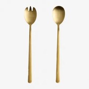 Set Van 2 Roestvrijstalen Sornia Saladebestekken Goud - Sklum