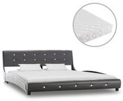 vidaXL Bed met matras kunstleer grijs 160x200 cm