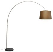 Booglamp staal stoffen kap bruin 45 cm - XXL Modern E27 Binnenverlichting Lamp