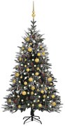 vidaXL Kunstkerstboom met LED's, kerstballen en sneeuw 150 cm PVC PE