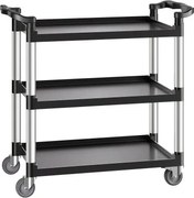 VEVOR Multifunctionele trolley, 226 kg laadvermogen, 3-laags kunststof gereedschapswagen met 360° zwenkwielen (2 met remmen), 106 x 49 x 98 cm Grote serveerwagen voor magazijn, kantoor, thuis, restaurant, keuken