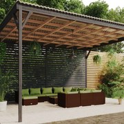 vidaXL 12-delige Loungeset met kussens poly rattan bruin