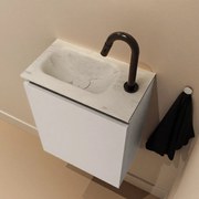 Mondiaz Ture DLux toiletmeubel 40cm linen met wastafel opalo links met kraangat