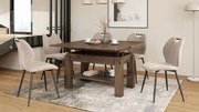 BRAVO elegant noten – uitschuifbare en in hoogte verstelbare salontafel, tafel met plank