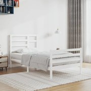 vidaXL Bedframe massief hout wit 100x200 cm