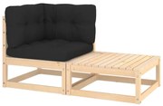 vidaXL 2-delige Loungeset met kussens massief grenenhout