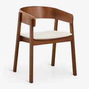 Eetkamerstoel Met Armleuningen Van Eikenhout Olsen Donker Hout & Bouclé Wit - Sklum