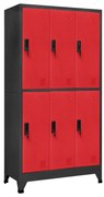 vidaXL Lockerkast 90x45x180 cm staal antracietkleurig en rood