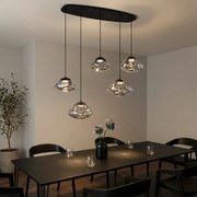 Design hanglamp zwart met smoke glas 5-lichts - Gus