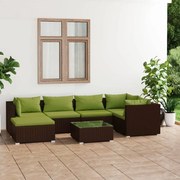 vidaXL 7-delige Loungeset met kussens poly rattan bruin