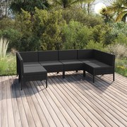 vidaXL 6-delige Loungeset met kussens poly rattan zwart