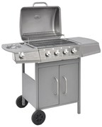 vidaXL Gasbarbecue 4+1 kookzone zilver