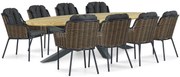 Tuinset 8 personen 280 cm Aluminium/wicker Grijs Santika Furniture Santika