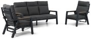 Stoel en Bank Loungeset 5 personen Aluminium/teak Grijs Lifestyle Garden Furniture Marseille