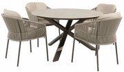 Taste by 4 Seasons Florence tuinset terre met Prado tafel met keramisch blad Ø 130 cm Tuinset   bruin weerbestendig