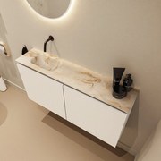 Mondiaz Ture DLux toiletmeubel 100cm talc met wastafel frappe links zonder kraangat