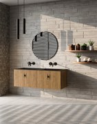 Muebles Raya badmeubel ribbelfront 120cm warm eiken met zwarte wastafel zonder kraangat