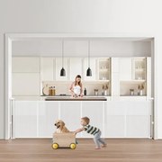 VEVOR Intrekbaar Babyhekje Hondenhekje Uitschuifbaar tot 280 cm breed / 87 cm hoog, Huisdierhekje van gaas voor binnen Trappen Deuren Gangen Speelkamers, Traphekje Wit