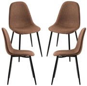 Set van 4 Zwarte Teok Stoffen Stoelen