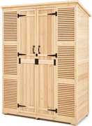 VEVOR Tuinhuis, Houten Opbergkast met Waterdicht Dak en Metalen Frame, Dubbele Afsluitbare Deuren, Tuingereedschapskast, Opbergkast met Planken en Vloer, 1473x680x1980mm