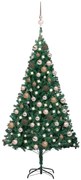 vidaXL Kunstkerstboom met LED's en kerstballen 150 cm PVC groen