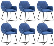 vidaXL Eetkamerstoelen 6 st stof blauw