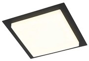 Moderne plafondlamp zwart vierkant incl. LED IP44 - Lys