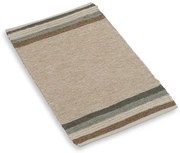 Vloerkleed, gerecycled katoen, beige streep multicolor, klein