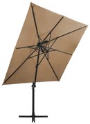 vidaXL Zweefparasol met dubbel dak 250x250 cm taupe