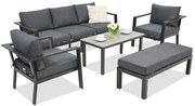 Aluminium tuinmeubelen Sydney Coffee 5 met bank Garden Point antraciet
