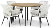 Tuinset Ronde Tuintafel 4 personen 130 cm Rope Wit Lifestyle Garden Furniture Advance/Montana