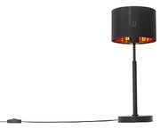 Moderne tafellamp stoffen kap zwart met goud - VT 1 Modern E27 rond Binnenverlichting Lamp