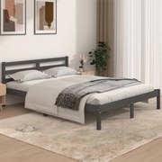 vidaXL Bedframe massief grenenhout grijs 140x190 cm